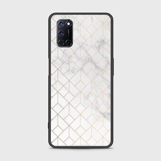 Oppo A52 Cover - White Marble Series 2 - HQ Ultra Shine Premium Infinity Glass Soft Silicon Borders Case