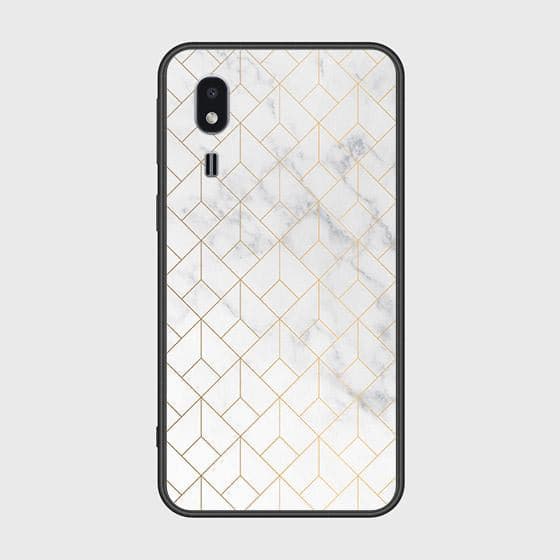 Samsung Galaxy A2 Core Cover - White Marble Series 2 - HQ Ultra Shine Premium Infinity Glass Soft Silicon Borders Case