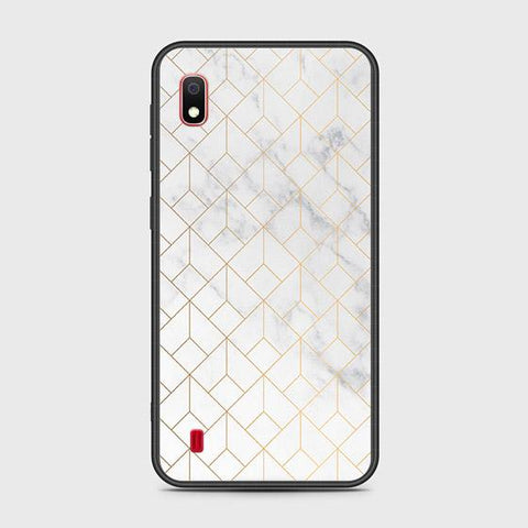 Samsung Galaxy A10 Cover - White Marble Series 2 - HQ Ultra Shine Premium Infinity Glass Soft Silicon Borders Case