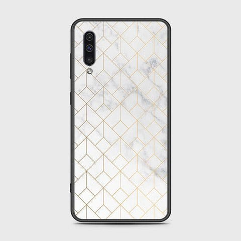 Samsung Galaxy A30s Cover - White Marble Series 2 - HQ Ultra Shine Premium Infinity Glass Soft Silicon Borders Case