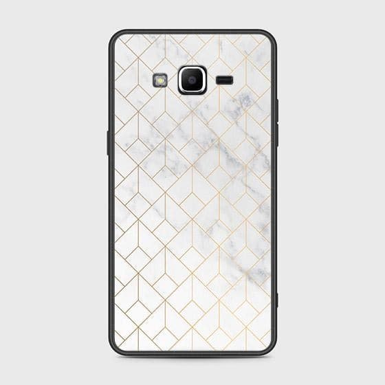 Samsung Galaxy J2 Prime Cover - White Marble Series 2 - HQ Ultra Shine Premium Infinity Glass Soft Silicon Borders Case