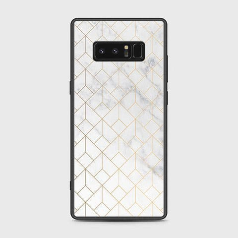 Samsung Galaxy Note 8 Cover - White Marble Series 2 - HQ Ultra Shine Premium Infinity Glass Soft Silicon Borders Case