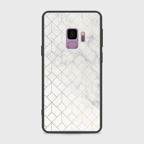 Samsung Galaxy S9 Cover - White Marble Series 2 - HQ Ultra Shine Premium Infinity Glass Soft Silicon Borders Case