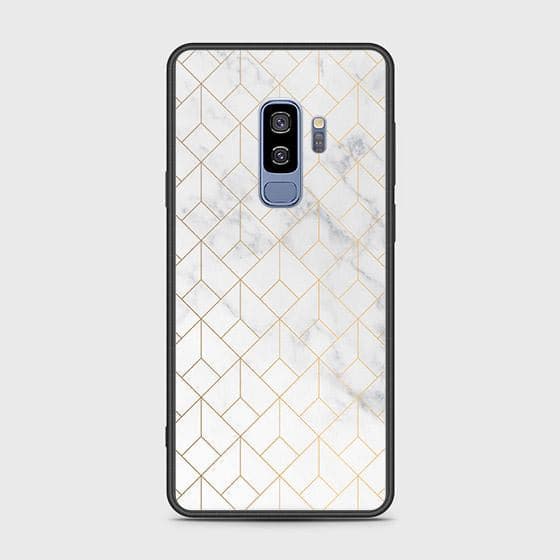 Samsung Galaxy S9 Plus Cover - White Marble Series 2 - HQ Ultra Shine Premium Infinity Glass Soft Silicon Borders Case