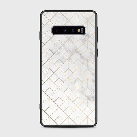 Samsung Galaxy S10 Cover - White Marble Series 2 - HQ Ultra Shine Premium Infinity Glass Soft Silicon Borders Case