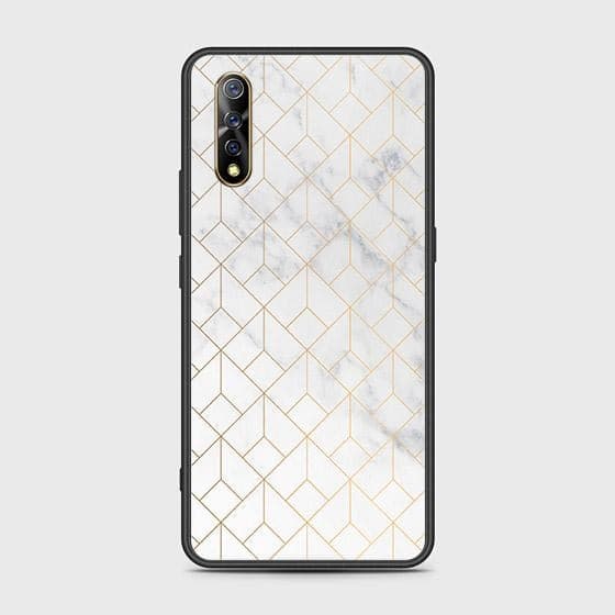 Vivo S1 Cover - White Marble Series 2 - HQ Ultra Shine Premium Infinity Glass Soft Silicon Borders Case