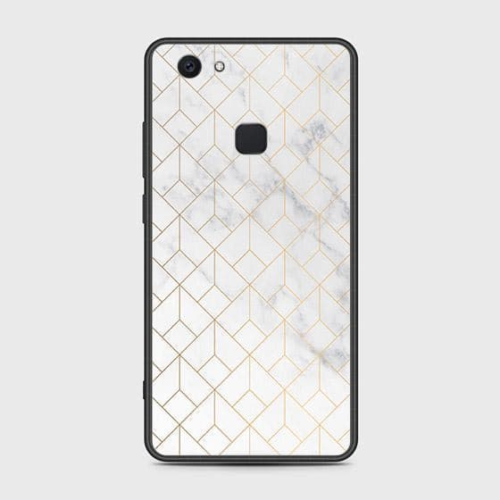 Vivo V7 Plus Cover - White Marble Series 2 - HQ Ultra Shine Premium Infinity Glass Soft Silicon Borders Case