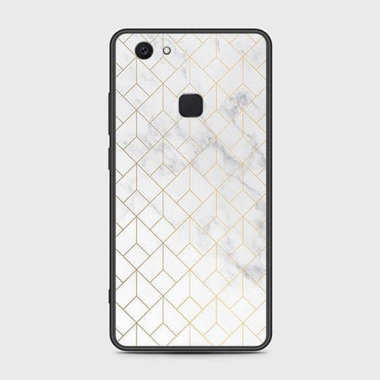 Vivo V7 Plus Cover - White Marble Series 2 - HQ Ultra Shine Premium Infinity Glass Soft Silicon Borders Case