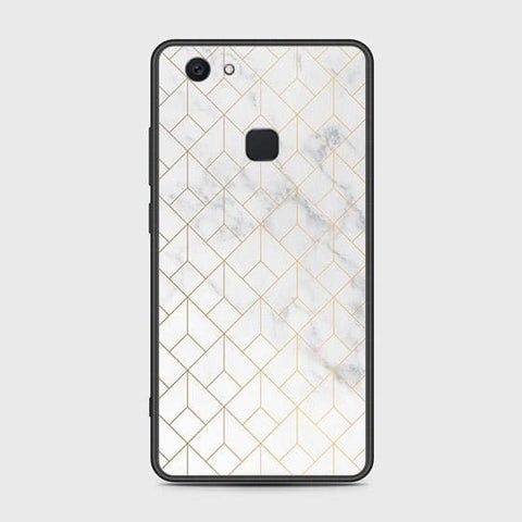 Vivo V7 Plus Cover - White Marble Series 2 - HQ Ultra Shine Premium Infinity Glass Soft Silicon Borders Case