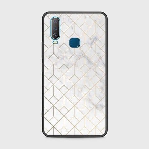 Vivo Y12 Cover - White Marble Series 2 - HQ Ultra Shine Premium Infinity Glass Soft Silicon Borders Case