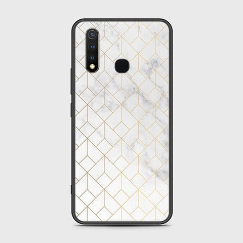 Vivo Y19 Cover - White Marble Series 2 - HQ Ultra Shine Premium Infinity Glass Soft Silicon Borders Case