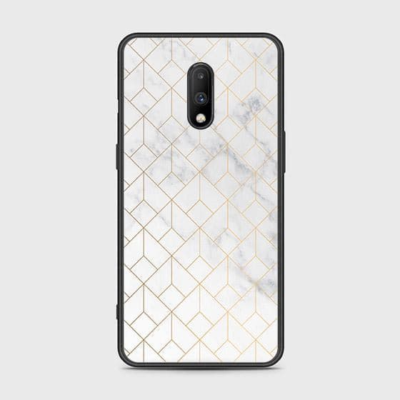 OnePlus 6T Cover - White Marble Series 2 - HQ Ultra Shine Premium Infinity Glass Soft Silicon Borders Case