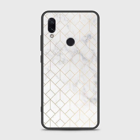 Xiaomi Redmi Note 7 Cover - White Marble Series 2 - HQ Ultra Shine Premium Infinity Glass Soft Silicon Borders Case