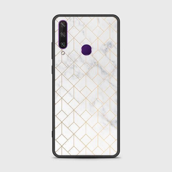 Huawei Y6p Cover - White Marble Series 2 - HQ Ultra Shine Premium Infinity Glass Soft Silicon Borders Case