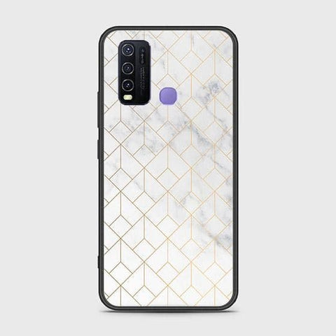 Vivo Y30 Cover - White Marble Series 2 - HQ Ultra Shine Premium Infinity Glass Soft Silicon Borders Case