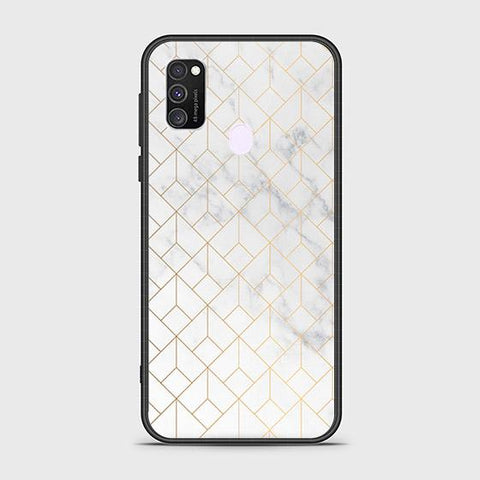 Samsung Galaxy M30s Cover - White Marble Series 2 - HQ Ultra Shine Premium Infinity Glass Soft Silicon Borders Case