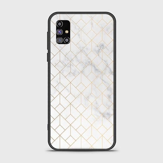 Samsung Galaxy A02s Cover - White Marble Series 2 - HQ Ultra Shine Premium Infinity Glass Soft Silicon Borders Case