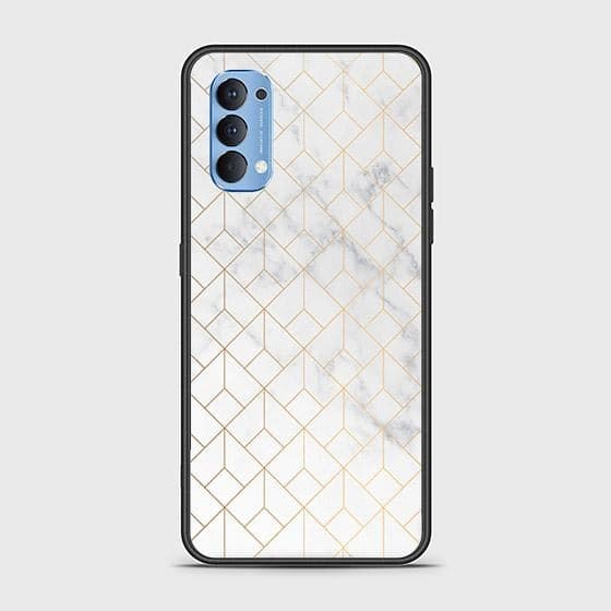 Oppo Reno 4 Cover - White Marble Series 2 - HQ Ultra Shine Premium Infinity Glass Soft Silicon Borders Case