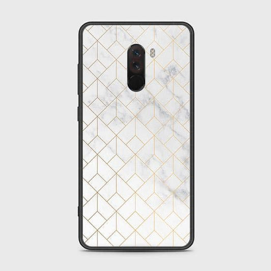 Xiaomi Pocophone F1 Cover - White Marble Series 2 - HQ Ultra Shine Premium Infinity Glass Soft Silicon Borders Case