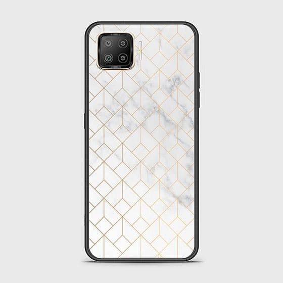 Oppo F17 Cover - White Marble Series 2 - HQ Ultra Shine Premium Infinity Glass Soft Silicon Borders Case