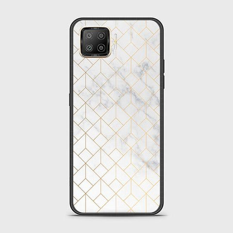 Oppo Reno 4F Cover - White Marble Series 2 - HQ Ultra Shine Premium Infinity Glass Soft Silicon Borders Case