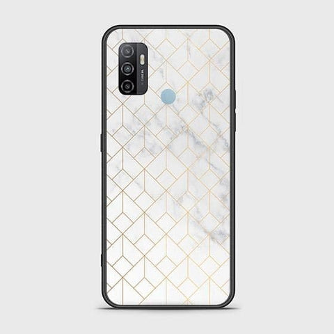 Oppo A53 Cover - White Marble Series 2 - HQ Ultra Shine Premium Infinity Glass Soft Silicon Borders Case