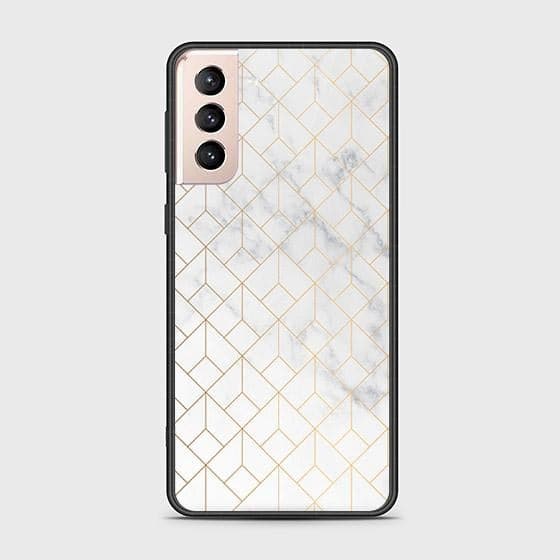 Samsung Galaxy S21 Plus 5G Cover - White Marble Series 2 - HQ Ultra Shine Premium Infinity Glass Soft Silicon Borders Case