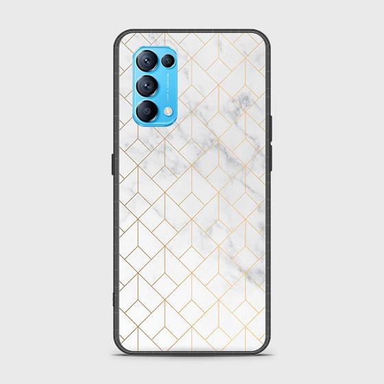 Oppo Reno 5 5G Cover - White Marble Series 2 - HQ Ultra Shine Premium Infinity Glass Soft Silicon Borders Case