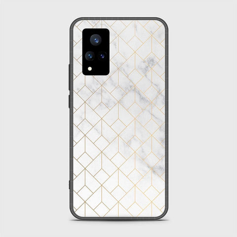 Vivo V21 Cover - White Marble Series 2 - HQ Ultra Shine Premium Infinity Glass Soft Silicon Borders Case