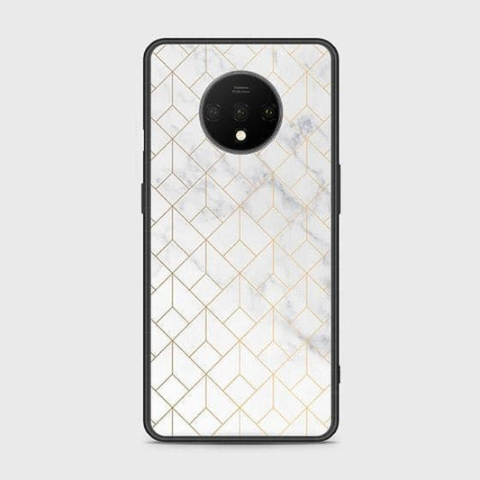 OnePlus 7T Cover - White Marble Series 2 - HQ Ultra Shine Premium Infinity Glass Soft Silicon Borders Case