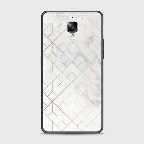 OnePlus 3 Cover- White Marble Series 2 - HQ Ultra Shine Premium Infinity Glass Soft Silicon Borders Case