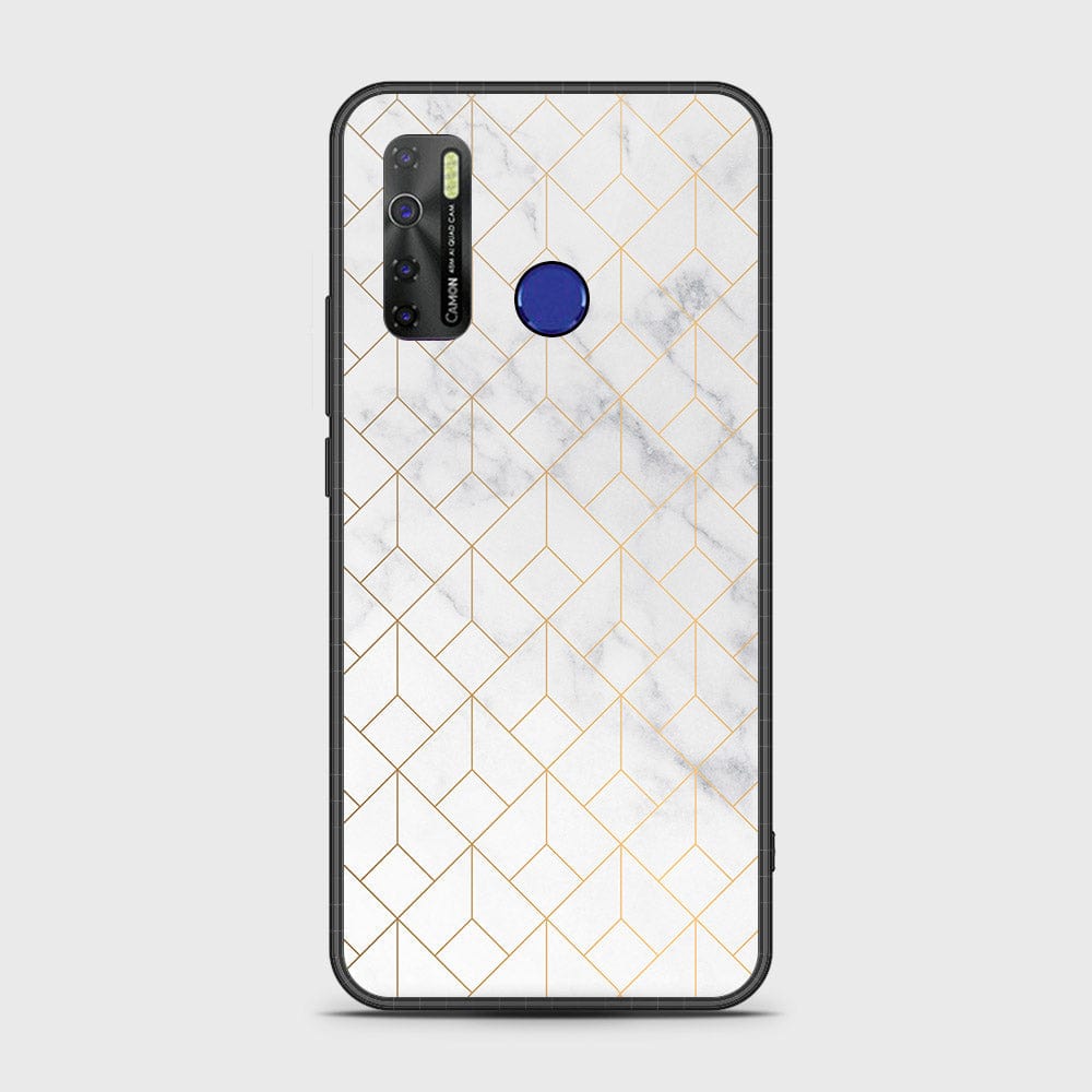 Infinix Hot 9 Cover- White Marble Series 2 - HQ Ultra Shine Premium Infinity Glass Soft Silicon Borders Case