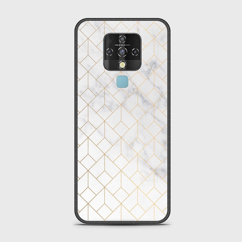 Tecno Camon 16 Cover - White Marble Series 2 - HQ Ultra Shine Premium Infinity Glass Soft Silicon Borders Case