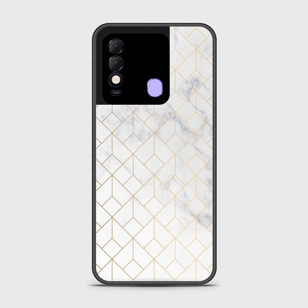 Tecno Spark 8 Cover- White Marble Series 2 - HQ Ultra Shine Premium Infinity Glass Soft Silicon Borders Case