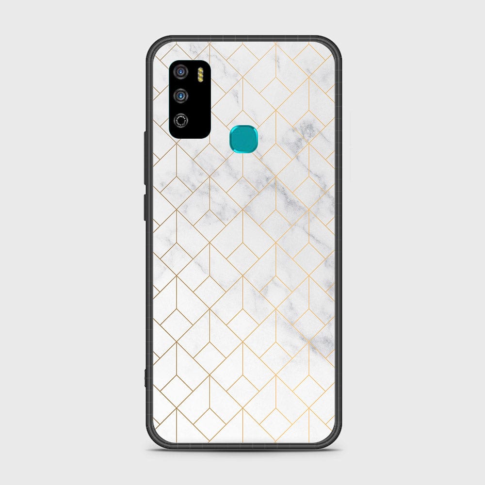 Infinix Hot 9 Play Cover- White Marble Series 2 - HQ Ultra Shine Premium Infinity Glass Soft Silicon Borders Case