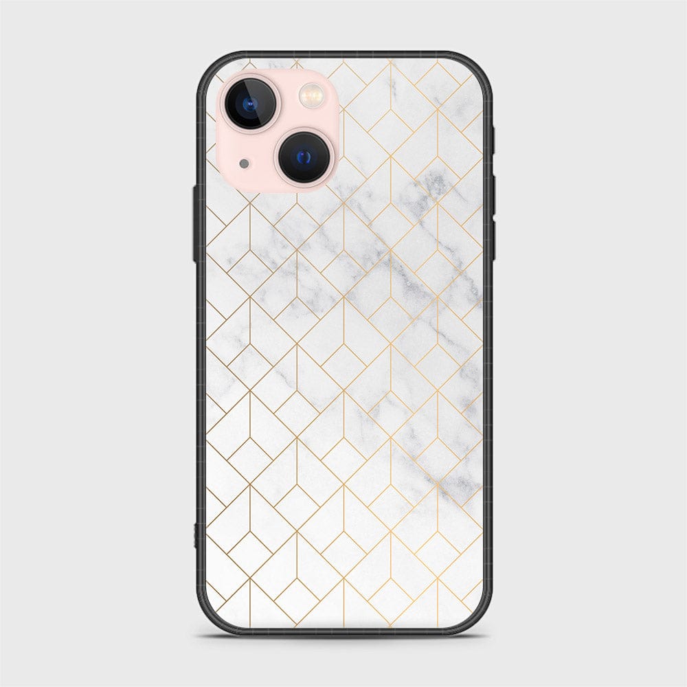 iPhone 14 Plus Cover- White Marble Series 2 - HQ Ultra Shine Premium Infinity Glass Soft Silicon Borders Case