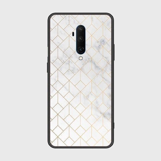 OnePlus 7T Pro Cover - White Marble Series 2 - HQ Ultra Shine Premium Infinity Glass Soft Silicon Borders Case