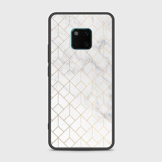 Huawei Mate 20 Pro Cover - White Marble Series 2 - HQ Ultra Shine Premium Infinity Glass Soft Silicon Borders Case