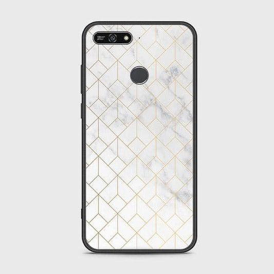 Honor 7A Cover - White Marble Series 2 - HQ Ultra Shine Premium Infinity Glass Soft Silicon Borders Case