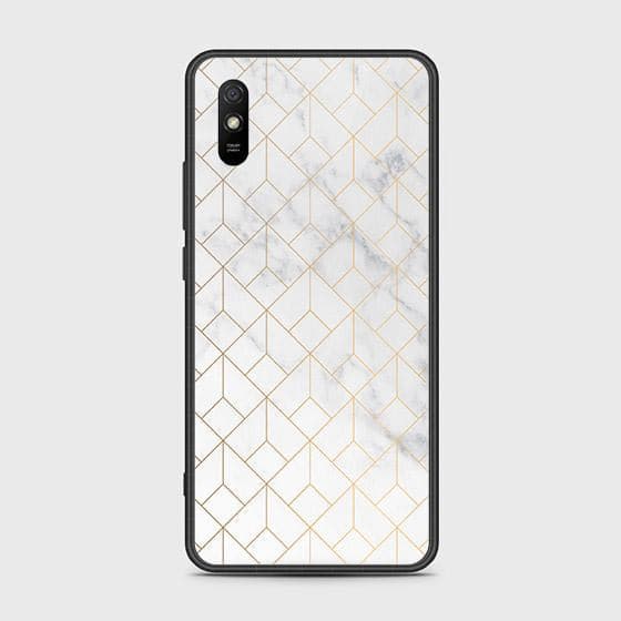 Xiaomi Redmi 9A Cover - White Marble Series 2 - HQ Ultra Shine Premium Infinity Glass Soft Silicon Borders Case