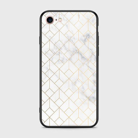 iPhone 8 / 7 Cover - White Marble Series 2 - HQ Ultra Shine Premium Infinity Glass Soft Silicon Borders Case