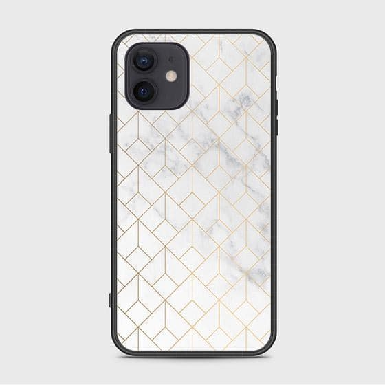 iPhone 12 Mini Cover - White Marble Series 2 - HQ Ultra Shine Premium Infinity Glass Soft Silicon Borders Case