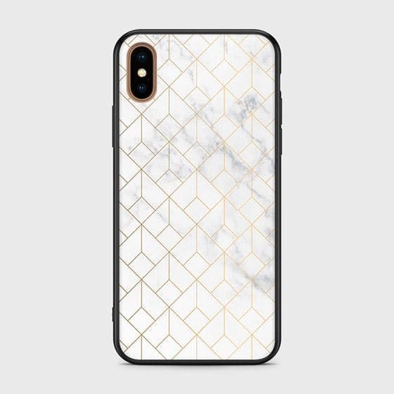 iPhone XS Cover - White Marble Series 2 - HQ Ultra Shine Premium Infinity Glass Soft Silicon Borders Case