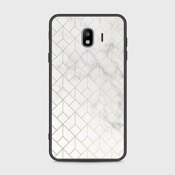 Samsung Galaxy J4 2018 Cover - White Marble Series 2 - HQ Ultra Shine Premium Infinity Glass Soft Silicon Borders Case