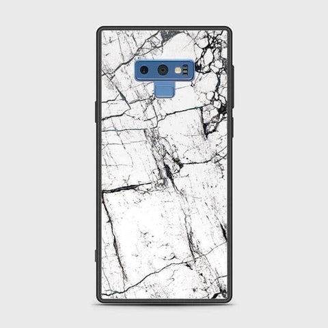 Samsung Galaxy Note 9 Cover - White Marble Series 2 - HQ Ultra Shine Premium Infinity Glass Soft Silicon Borders Case