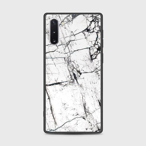 Samsung Galaxy Note 10 Cover - White Marble Series 2 - HQ Ultra Shine Premium Infinity Glass Soft Silicon Borders Case