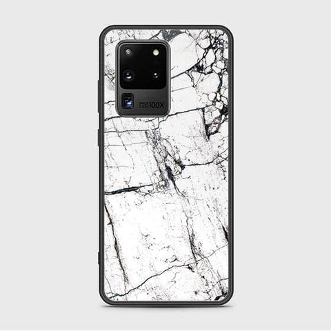 Samsung Galaxy S20 Ultra Cover - White Marble Series 2 - HQ Ultra Shine Premium Infinity Glass Soft Silicon Borders Case