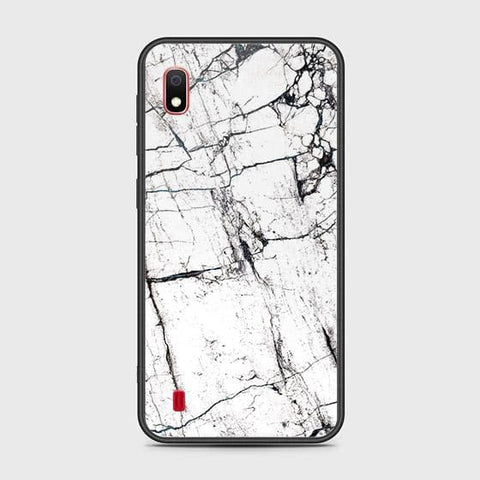 Samsung Galaxy A10 Cover - White Marble Series 2 - HQ Ultra Shine Premium Infinity Glass Soft Silicon Borders Case