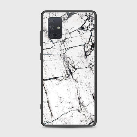 Samsung Galaxy A71 Cover - White Marble Series 2 - HQ Ultra Shine Premium Infinity Glass Soft Silicon Borders Case