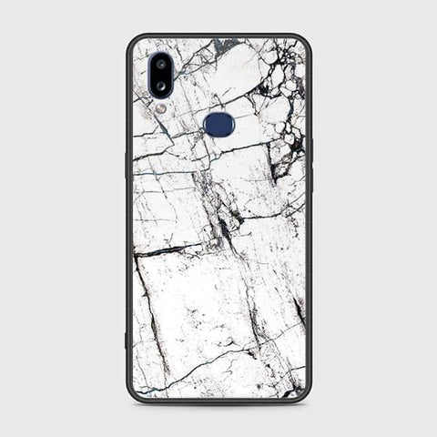 Samsung Galaxy A10s Cover - White Marble Series 2 - HQ Ultra Shine Premium Infinity Glass Soft Silicon Borders Case